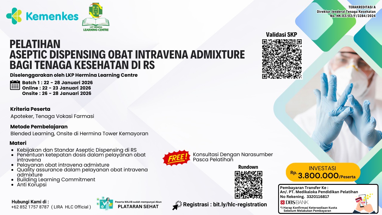 pelatihan Aseptik Dispensing Obat Intravena Admixture bagi Nakes